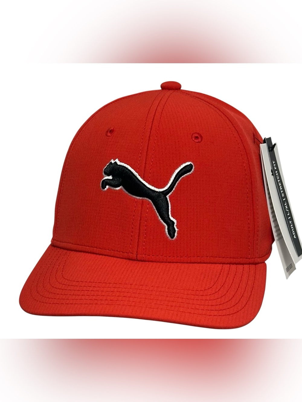 Puma Men's Polyester Baseball Cap Red with Black Puma - Stretch Fit L/XL